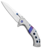 Olamic Cutlery Soloist Agent Frame Lock Knife Frosty Ti/Timascus (4.3" Satin)