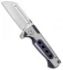 Andre de Villiers Mini Butcher Frame Lock Knife Blue Lip Ti (3" Satin)