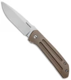 Pena Knives Custom Mula Front Flipper Frame Lock Knife Bronze Ti (3" Satin)