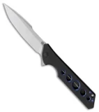 Olamic Cutlery Rainmaker Harpoon Knife Black/Blue Holes Ti (4.25" Satin)