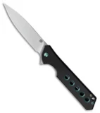 Olamic Cutlery Rainmaker Frame Lock Knife Black/Green Holes Ti (4.25" Satin)