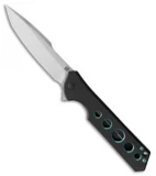 Olamic Cutlery Rainmaker Harpoon Knife Black/Green Holes Ti (4.25" Satin)