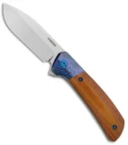 Pena Knives Custom Dress Liner Lock Knife Natural Micarta w/Mokuti (3.25" Satin)