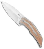 Reate Knives Bharucha T4000 Frame Lock Knife Brown Micarta/Ti (3.8" Satin)