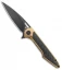 Artisan Cutlery Small Archaeo Frame Lock Flipper Knife Gold/CF (3"Black)
