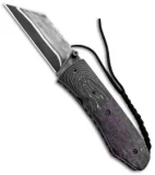 Burr Oak Knives Mini Combat Utility Knife Carbon Fiber/Sugilite (3.375" San Mai)