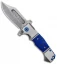 Andre de Villiers Custom Bowie Badlands Flipper Knife Blue CF  (4" Damascus)