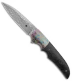 Jason Clark DP Flipper Frame Lock Knife Marbled CF/Timascus (3.5" Damascus)