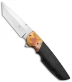 Jason Clark Custom Snap-Back Tanto Flipper Knife Copper/CF  (3.625" Satin)