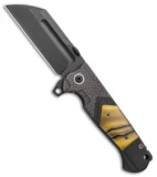 Andre de Villiers Custom Tac-Butcher Knife Gold Kirinite (4" Black)