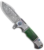 Andre De Villiers Custom Harpoon Knife Dragonskin/ Green C-Tek (3.8" Damascus)