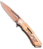 Dew Hara Custom Mini Mina Liner Lock Knife Copper/Stainless (3.5" Brainwave)