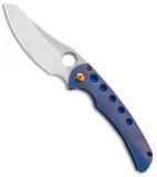 Gavko Custom Sixgill Frame Lock Knife Blue Ti w/ Bronze Hardware (3.5" Satin)