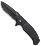 Pena Knives Mini Diesel Frame Lock Flipper Knife Weave CF (3.25" Black PVD)