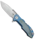 Hinderer Knives Full Track Spanto Knife Blue Ti/Green G-10 (3.75" Stonewash)