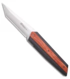 Maserin AM4 Tanto Knife CM.22 Carbon Fiber Orange Wood (3.75" Satin) 376RA