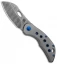 Olamic Cutlery Busker Largo Frame Lock Knife Blasted 5-HoleTi (2.5" Damasteel)