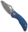 Olamic Cutlery Busker Semper Frame Lock Knife Blue Seabed Ti (2.5" Damasteel)