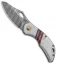 Olamic Cutlery Busker Semper Knife Jeweled Ti/Mammoth Inlay (2.5" Damasteel)