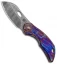 Olamic Cutlery Busker Largo Frame Lock Knife Purple Entropic (2.5" Damasteel)
