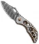 Olamic Cutlery Busker Semper Frame Lock Knife Jeweled Acid Rain (2.5" Damasteel)