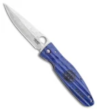 Mcusta Sengoku Liner Lock Knife Blue Pakkawood (3.75" Hammered)