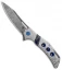 Olamic Cutlery Swish Frame Lock Knife Frosty w/Mammoth Inlay (3.75" Damasteel)