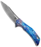 Olamic Cutlery Swish Frame Lock Knife Entropic Ti (3.75" Damasteel)