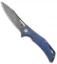 Olamic Cutlery Swish Frame Lock Knife Kinetic Blue Ti (3.75" Damasteel)