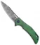 Olamic Cutlery Swish Frame Lock Knife Kinetic Green Ti (3.75" Damasteel)