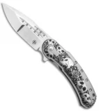 Begg Knives Beggatti Custom Frame Lock Knife Engraved Skulls and Roses (3.75")