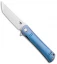 Bestech Knives Kendo Tanto Frame Lock Knife Blue Titanium (3.75" Stonewash)
