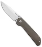 Pena Knives Custom Mula Frame Lock Knife Textured Bronze Ti/Mokuti (3.25" Satin)