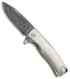 LionSteel ROK Integral Frame Lock Knife Gold Titanium (3.4" Damascus)