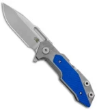 Hinderer Knives Full Track Spear Point Knife Blue G-10/Ti (3.75" Stonewash)