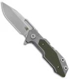 Hinderer Knives Full Track Spear Point Knife OD Green G-10/Ti (3.75" Stonewash)