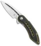 Begg Knives Mini Glimpse Liner Lock Knife OD/Green Carbon Fiber (3" Fluted)