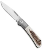 J.E. Made Lanny's Clip Slip Joint Knife Stag/Ti (3.08" Hand Ground Satin)