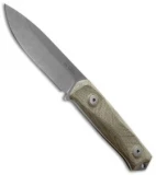 LionSteel Bushcraft B41 Fixed Blade Knife Green Micarta (4" Stonewash)