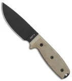 Ontario OKC RAT-3 Fixed Blade Knife Tan Micarta (3.6" Black) 8665