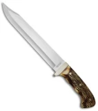 Uncle Henry Large Bowie Fixed Blade Knife Delrin Stag (9.8" Satin)