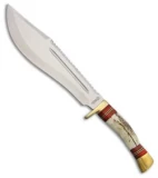American Hunter Bowie Fixed Blade Knife Stag Antler (11" Satin)