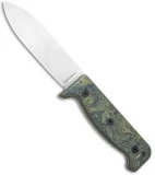 Ontario Black Bird Fixed Blade Knife Green Micarta w/ Leather Sheath (5" Satin)