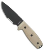 Ontario OKC RAT-3 Fixed Blade Knife Tan Micarta (3.6" Black Serr) 8666