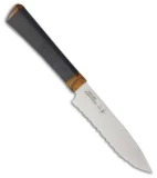 Ontario Agilite Utility Kitchen Knife Black Kraton (5" Satin Serrated) 2545