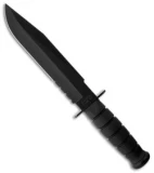 Ka-Bar Fighter Fixed Blade Knife Black Polymer w/ Sheath (8" Black Serr) 1271
