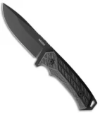 WOOX Rock62 Fixed Blade Knife Engraved Phantom Black Walnut Wood (4.5" Black)