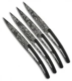 Deejo Toile de Jouy 9" Ti Art Deco Steak Knives w/ Black ABS Handles - Set of 4