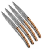 Deejo 9" Steak Knives Blossom Titanium w/ Olive Wood Handles - Set of 4