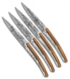 Deejo 9" Steak Knives Blossom Tattoo w/ Olive Wood Handles - Set of 4